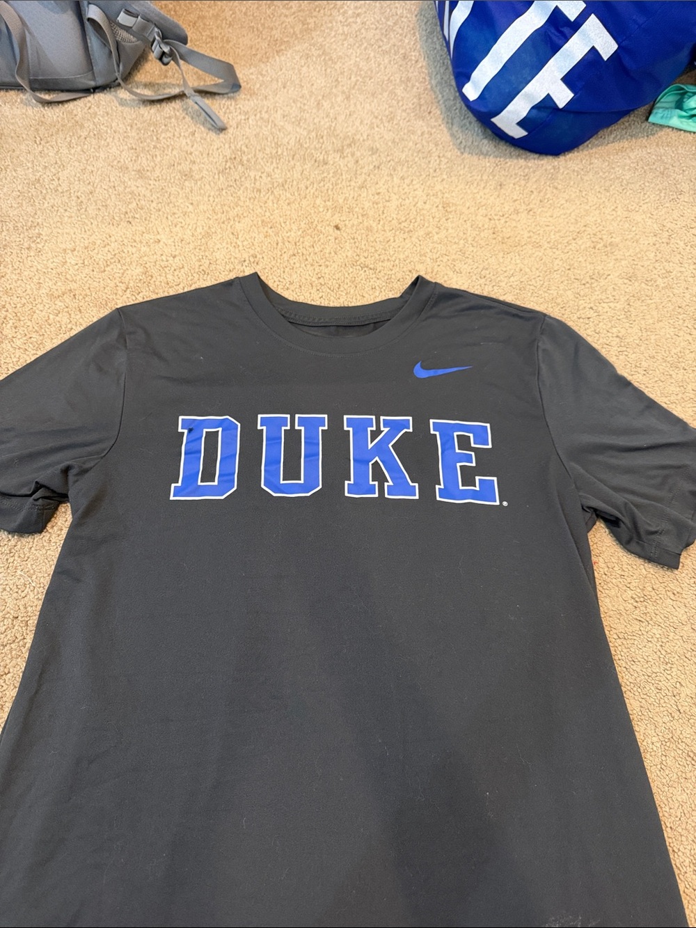 Nike Black Short-Sleeve Tee with Blue DUKE Logo